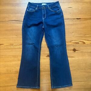 Angels of Difference dark wash embellished pocket boot cut womens jeans SIZE 16